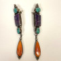 Multi-Stone & Sterling Silver Earrings by Albert Lee Navajo