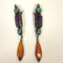 Multi-Stone & Sterling Silver Earrings by Albert Lee Navajo