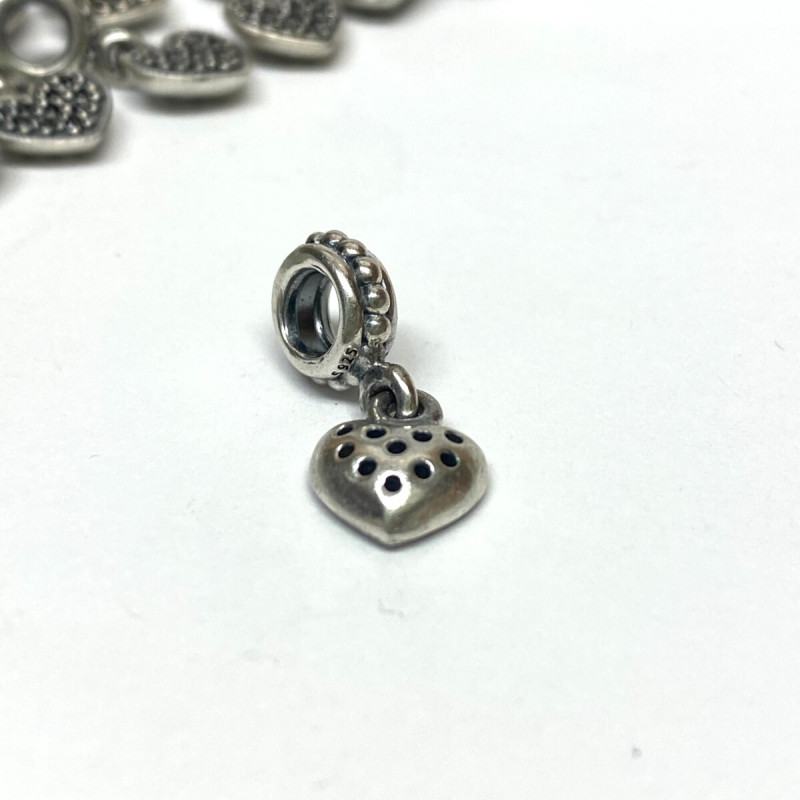 Authentic Pandora Sterling Silver Red CZ Pave Heart Dangle Charm Authentic Pandora Sterling Silver Red CZ Pave Heart Dangle Charm