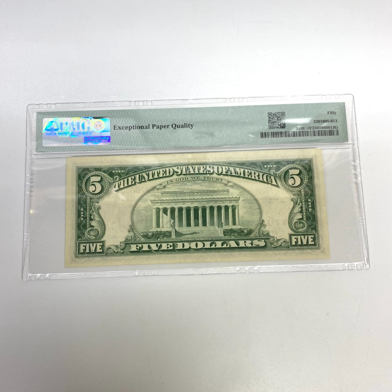 Fr 1536 (AA Block) 1963 Legal Tender $5 Note Red Seal - PMG 50 EPQ Fr 1536 (AA Block) 1963 Legal Tender $5 Note Red Seal - PMG 50 EPQ