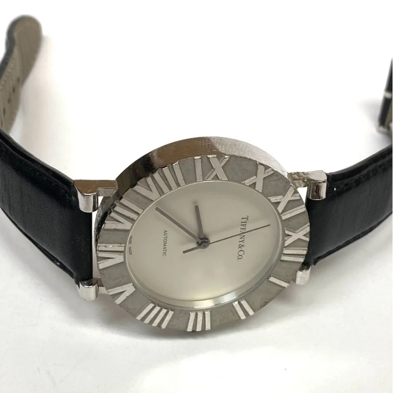 Tiffany & Co Atlas Large Sterling Silver Round Mechanical Watch