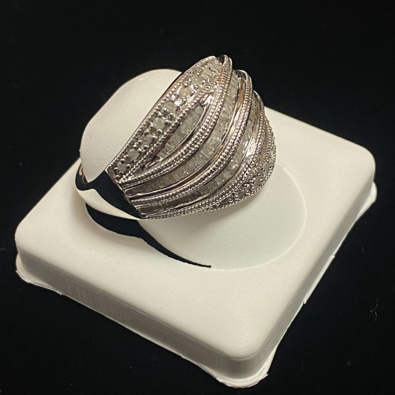 STERLING SILVER WHITE DIAMONDS 1.00CTW RING SIZE 11