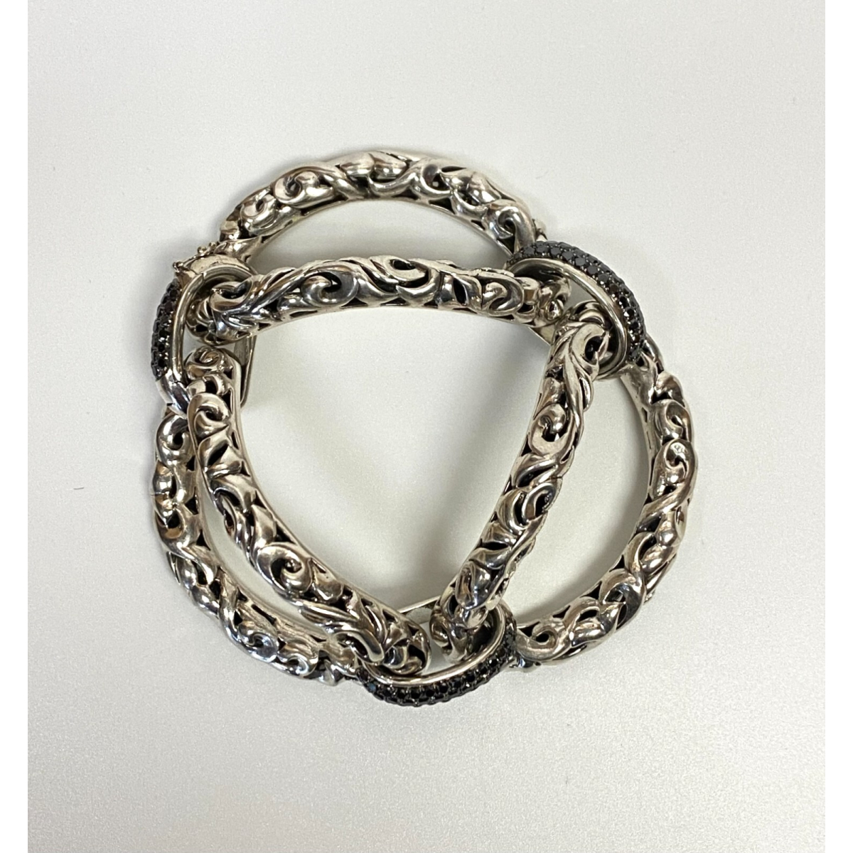 Charles Krypell 14K/925 White Gold + Colored Diamond 3.40 ct Link Bracelet