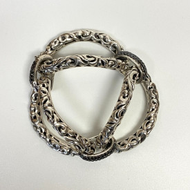 Charles Krypell 14K/925 White Gold + Colored Diamond 3.40 ct Link Bracelet