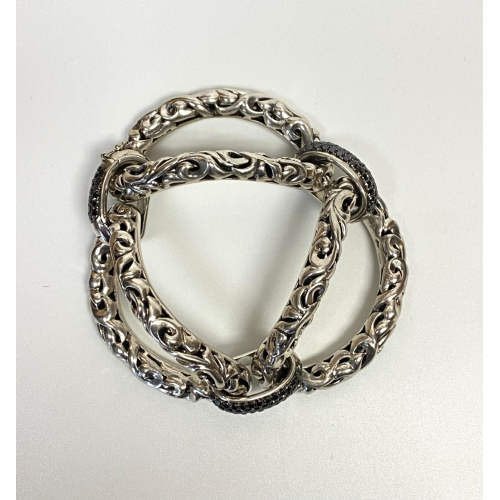Charles Krypell 14K/925 White Gold + Colored Diamond 3.40 ct Link Bracelet Charles Krypell 14K/925 White Gold + Colored Diamond 3.40 ct Link Bracelet