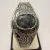 Vintage 925 Sterling Silver Filigree Cuff Bracelet Natural Blue Gray Gemstone