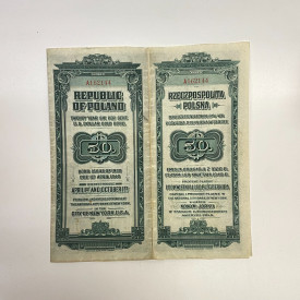 1920 Republic Of Poland 20 Year 6% U.S. Dollar Gold Bond W/ 5 Coupons