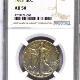 1943 USA - Half Dollar - 50 Cent -Walking Liberty - NGC AU 50 - Silver Coin !!!