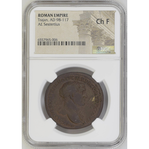 ROMAN EMPIRE TRAJAN AD 98-117 AE Sestertius