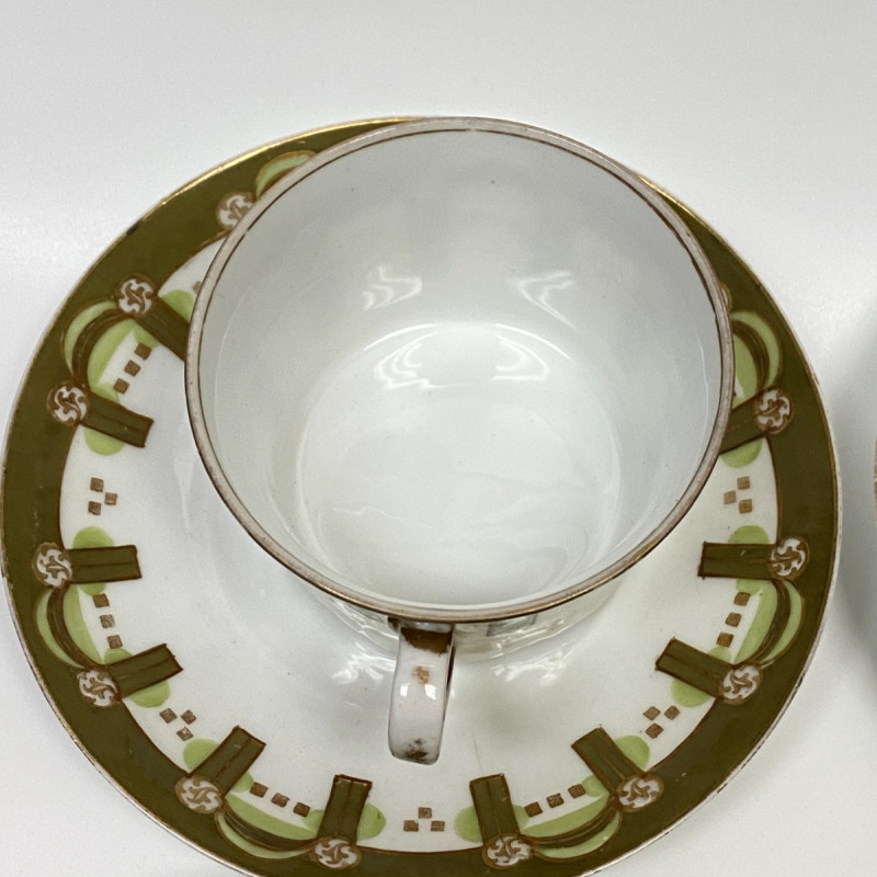 Porcelain tea set of 4 cups and saucers by Gardner Moscow