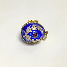 Small Antique Enamel Sterling Silver Opening Egg Pendant with Ruby