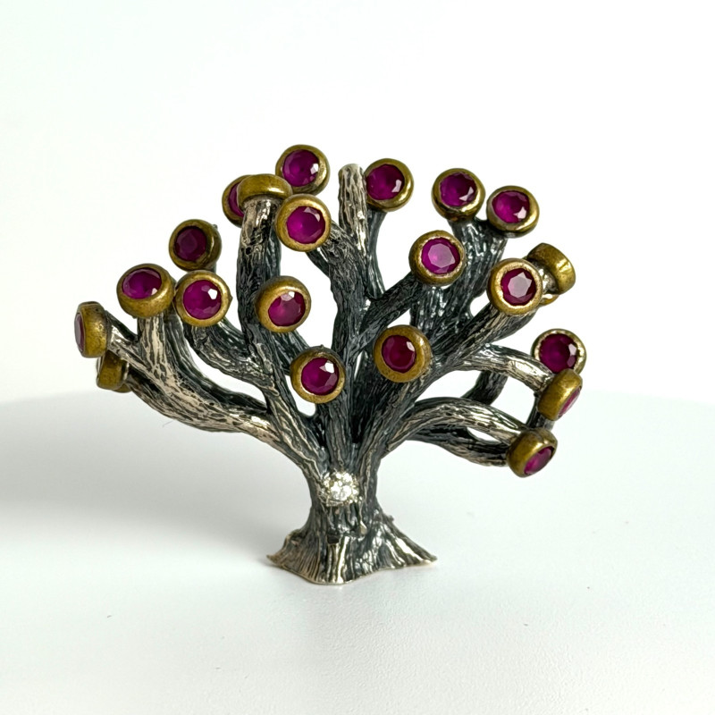 Bora Sterling Silver 925 Tree with Ruby Pendant