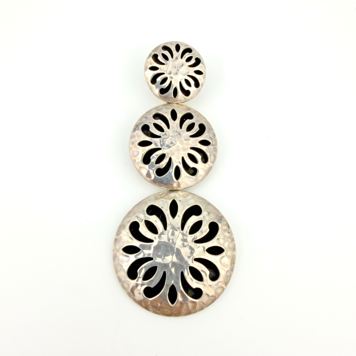 ATI Mexico 925 Hammered Sterling Silver Graduated Circles Flower Pendant - ATI