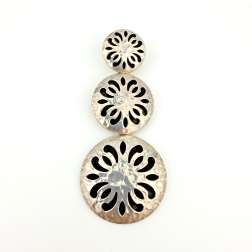 ATI Mexico 925 Hammered Sterling Silver Graduated Circles Flower Pendant