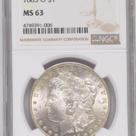 NGC MS 63 $1, 1885 O Morgan Dollar 