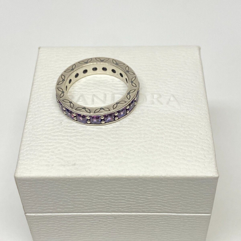 PANDORA 925 Infinity Fancy Purple CZ Stackable Ring SIZE 7 BEAUTIFUL PANDORA 925 Infinity Fancy Purple CZ Stackable Ring SIZE 7 BEAUTIFUL