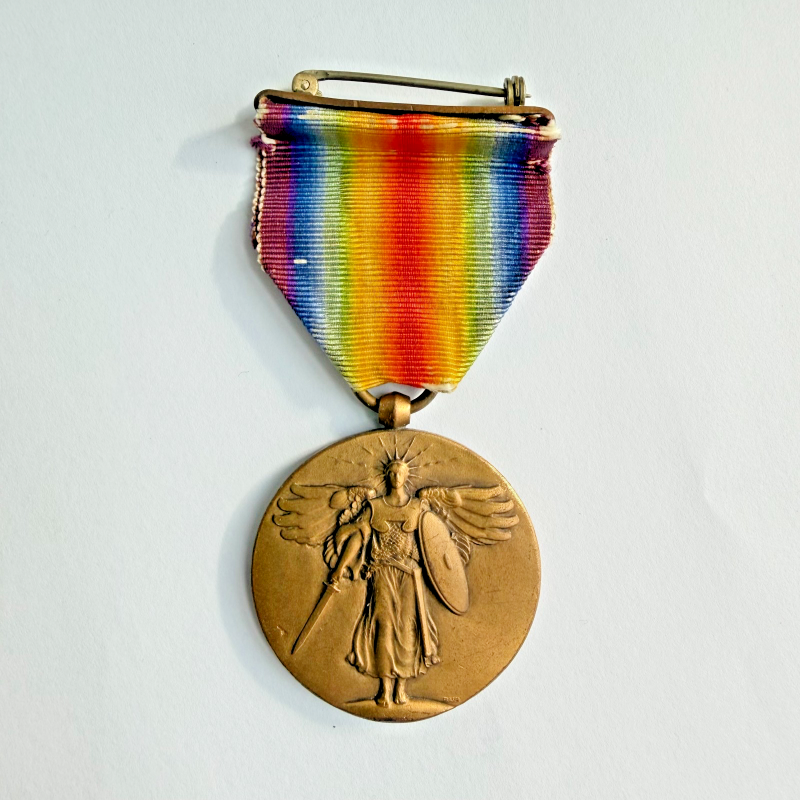 Lot of 4 Original US WWI Bronze Medals — Victory + Service Medals with Ribbons