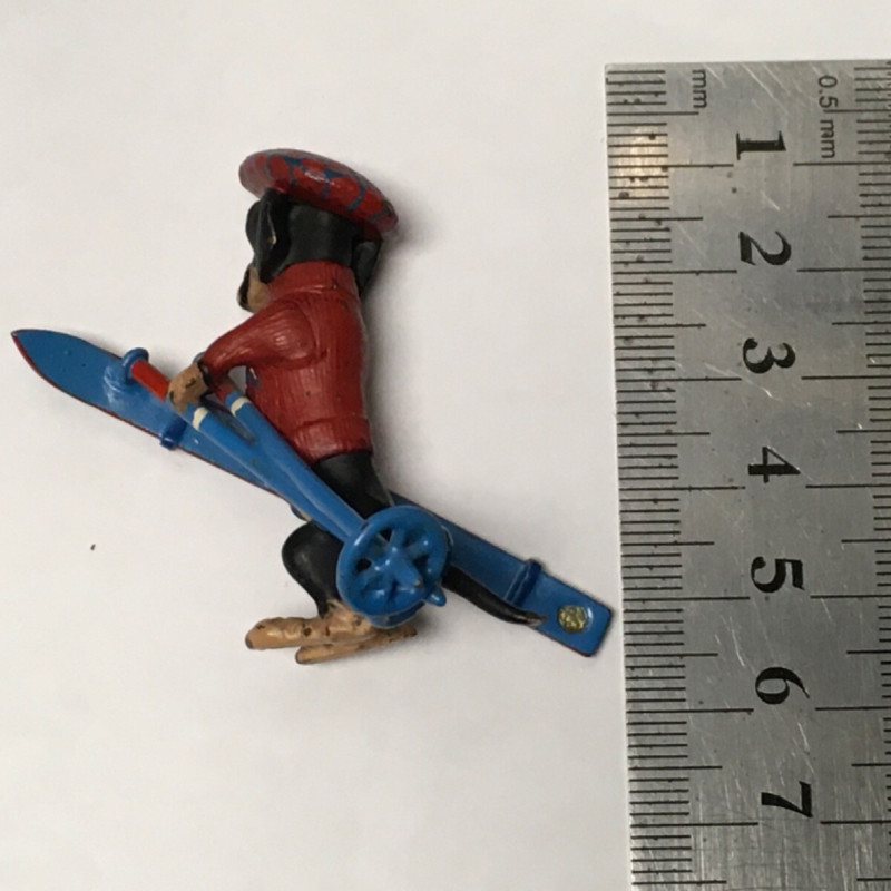 1 3/4 LONG DOGGY WITH RED HAT , RED SWEATER WITH BLUE SKI DECOR FOR TABLE 1 3/4 LONG DOGGY WITH RED HAT , RED SWEATER WITH BLUE SKI DECOR FOR TABLE