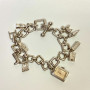 Burberry BU5200 Sterling Silver 10 Charms Dangle Bracelet Watch 7.5 in