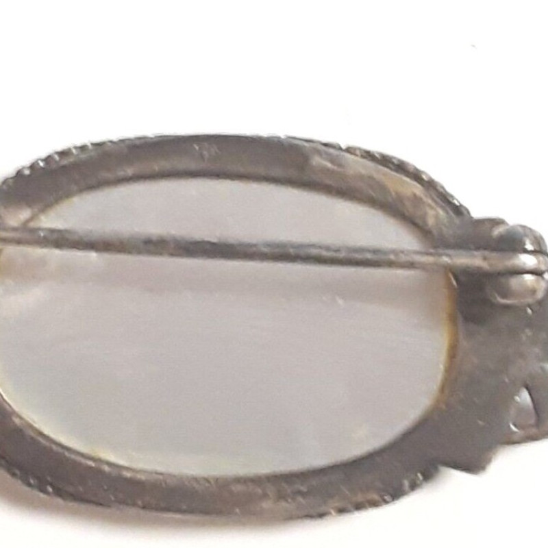 Sterling Silver Marcasite Pearl Gemstone Brooch  Woman's Pin 