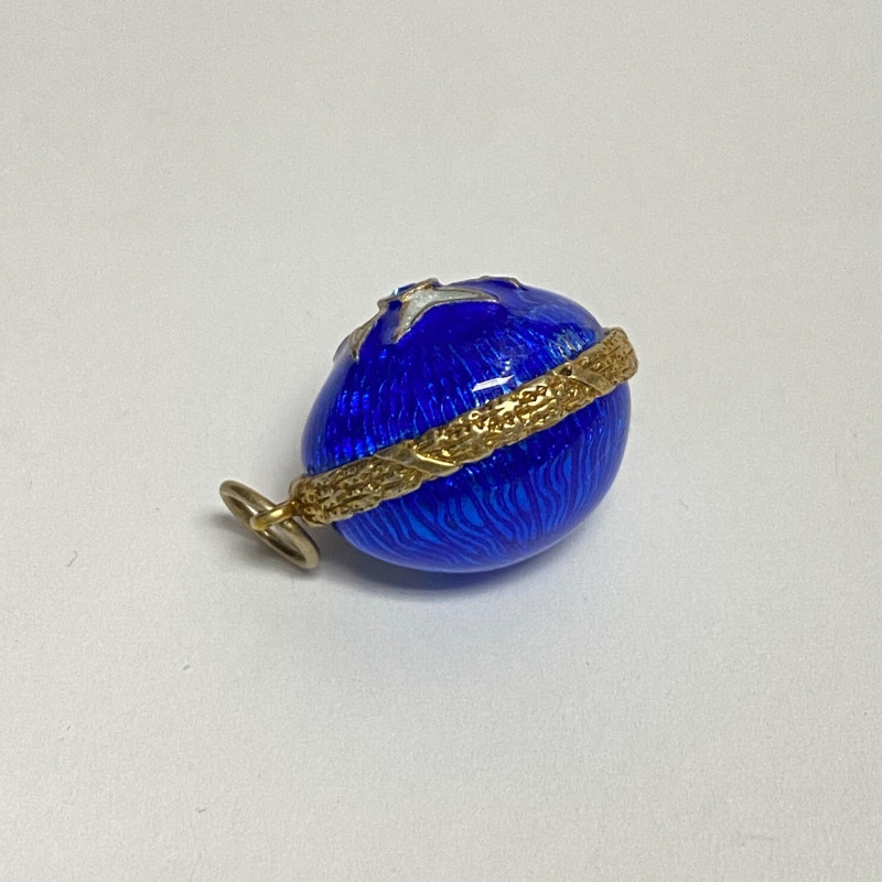 Small Antique Sterling Silver Enamel Egg Pendant (BLUE WITH STARS) Small Antique Sterling Silver Enamel Egg Pendant (BLUE WITH STARS)