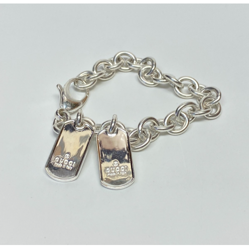 GUCCI Dog Tag Double Tag Bracelet SV925 made in Italy