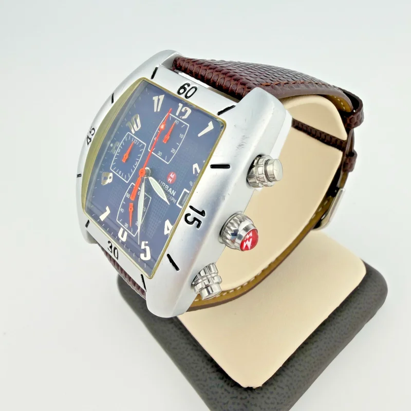 Michele Urban Chronograph Blue Dial Quartz Watch Aluminum Case Japan