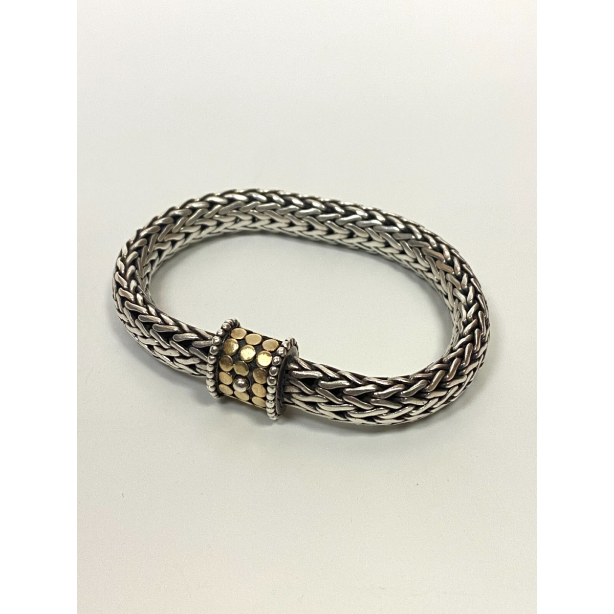 John Hardy 925 and 18k Gold Classic Chain Dot Bracelet-8 inch, Diameter 10.2 mm
