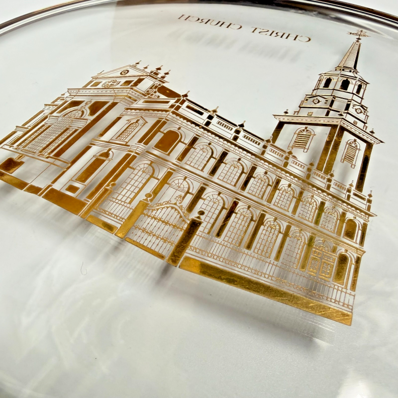 Vintage Orrefors Crystal Sweden Christ Church Limited Edition Plate w/ Box