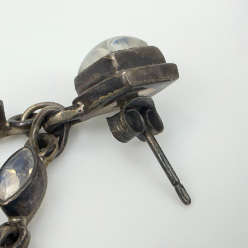 Vintage Nicky Butler Sterling Silver Rainbow Moonstone Lapis Dangle Earrings