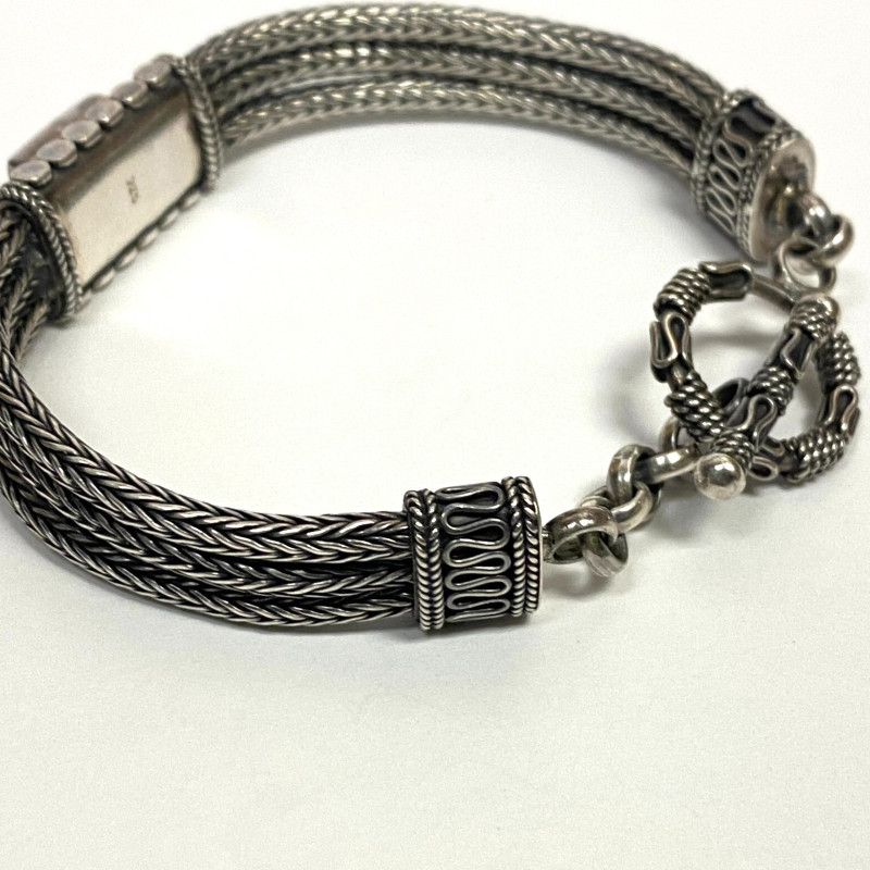 Vintage Sterling Silver 925 Turquoise Dual Chain Station Bracelet- 7" Vintage Sterling Silver 925 Turquoise Dual Chain Station Bracelet- 7"