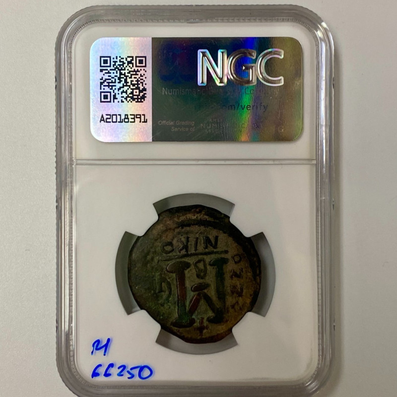 yr.6 Ad 570/1 Byzantine Empire Justin II & Sophia AE Follis NGC Ch VF yr.6 Ad 570/1 Byzantine Empire Justin II & Sophia AE Follis NGC Ch VF