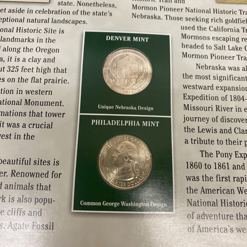 2015 P +D Nebraska Homestead Monumen Quarters + 2 Stamps Placard w/Protector PCS 2015 P +D Nebraska Homestead Monumen Quarters + 2 Stamps Placard w/Protector PCS