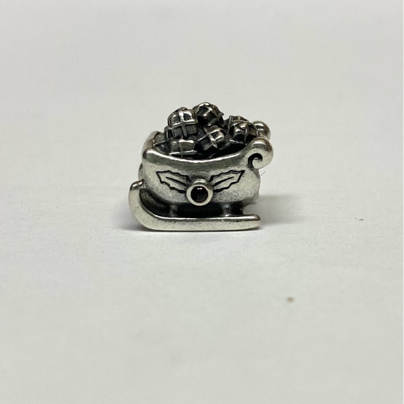 Pandora RETIRED Garnet Sleigh Charm 790562 Christmas Santa
