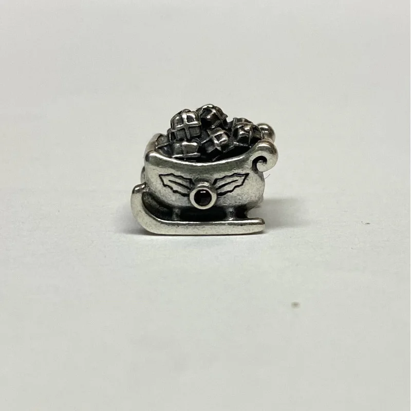 Pandora RETIRED Garnet Sleigh Charm 790562 Christmas Santa