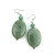 Large Oval Genuine Handmade Light Green Jade Silver Dangle Earrings SS