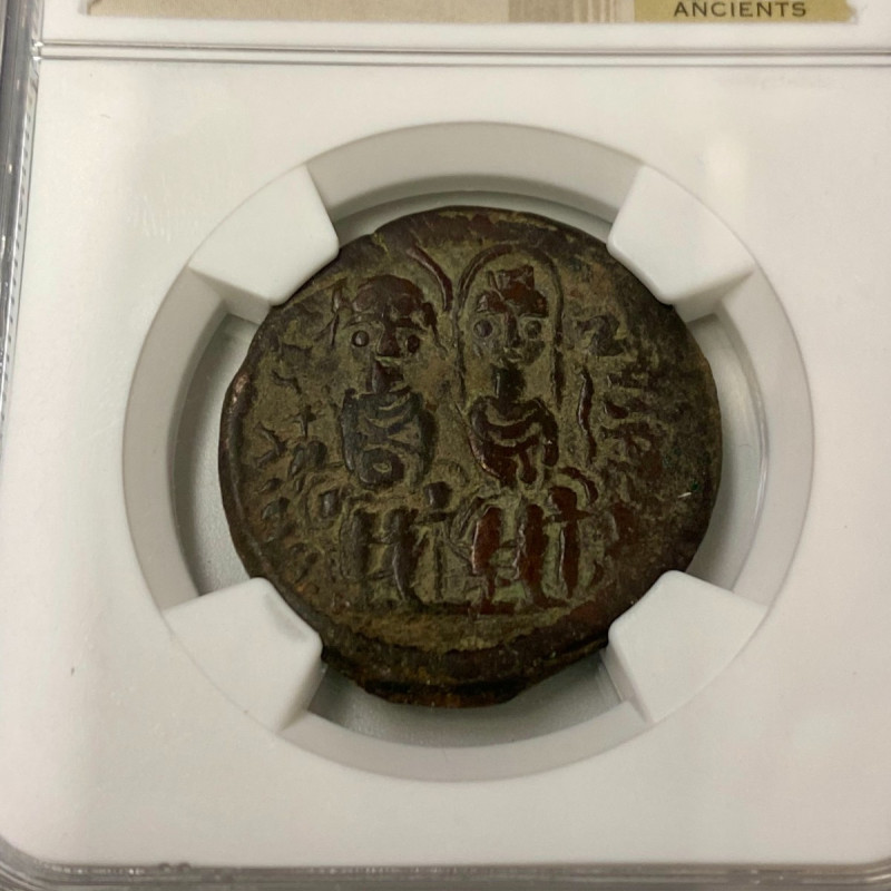yr.6 Ad 570/1 Byzantine Empire Justin II & Sophia AE Follis NGC Ch VF yr.6 Ad 570/1 Byzantine Empire Justin II & Sophia AE Follis NGC Ch VF
