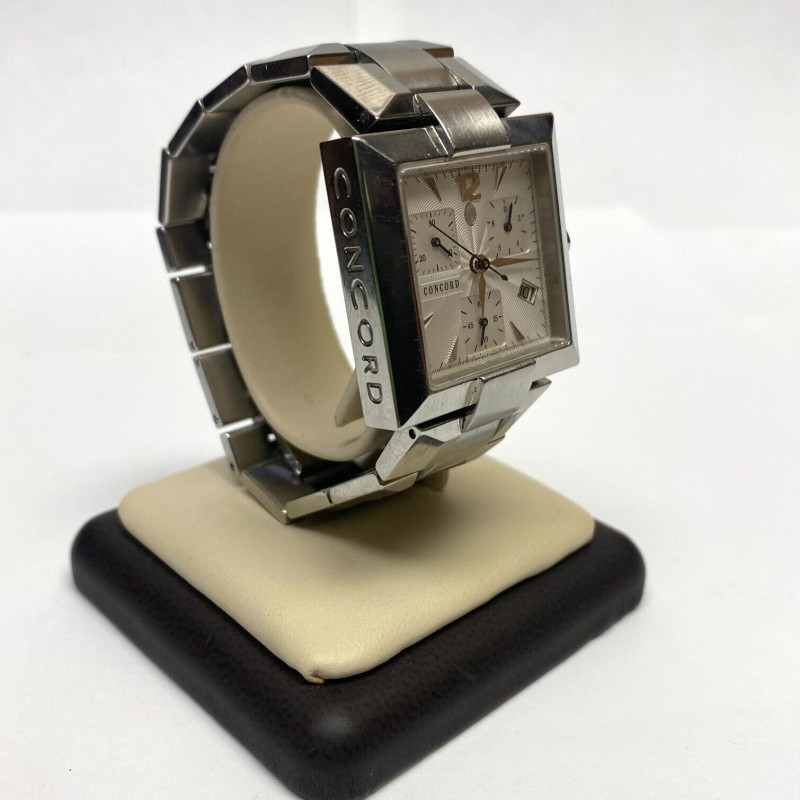 Rare Square Concord Swiss Chronograph LaScala Guilloc Date Dial,Sapphire Crystal Rare Square Concord Swiss Chronograph LaScala Guilloc Date Dial,Sapphire Crystal