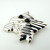 Vintage Sterling Silver Mexico Modernist Cat Brooch Pin Black Eyes circa 1980s'