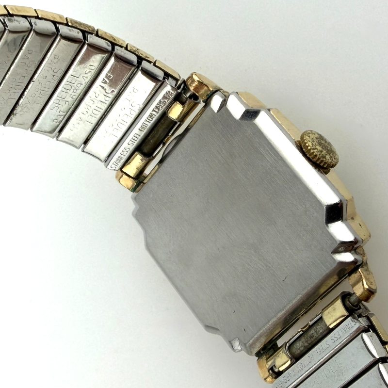 Vintage Winton Shock-Resist Rectangular Gold Filled Watch Mesh Bracelet Swiss