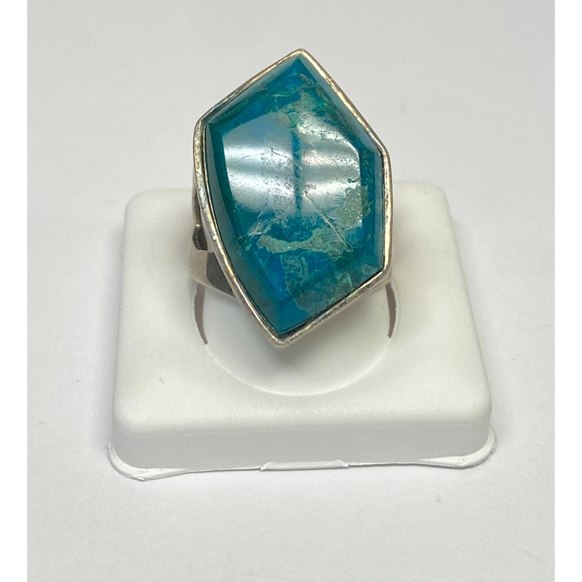 Vintage DTR China Blue Turquoise, Silver 925 Ring, Size 9