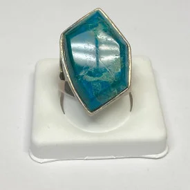 Vintage DTR China Blue Turquoise, Silver 925 Ring, Size 9