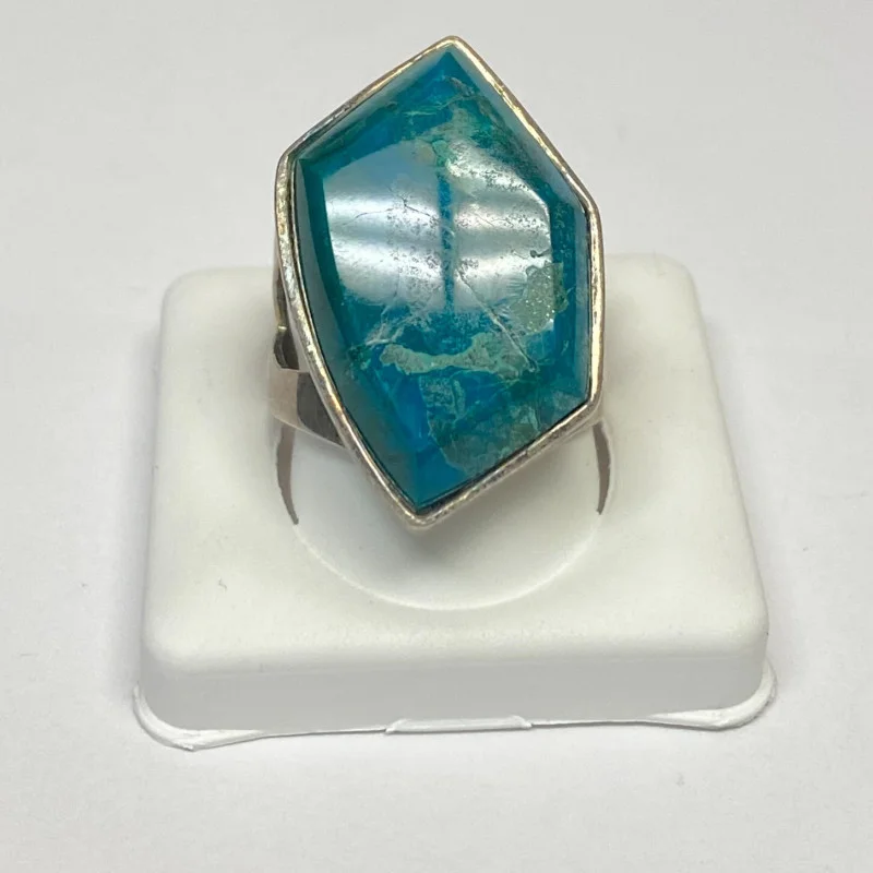 Vintage DTR China Blue Turquoise, Silver 925 Ring, Size 9