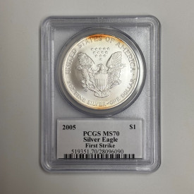 2005 American Silver Eagle PCGS MS70 Signed Mercanti First Strike