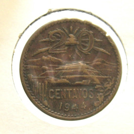 1944 Mexico ESTADOS UNIDOS MEXICANOS 20 Centavos KM# 439