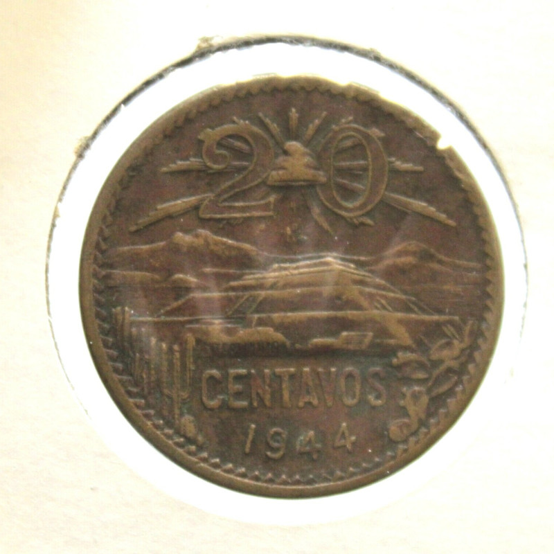 1944 Mexico ESTADOS UNIDOS MEXICANOS 20 Centavos KM# 439 1944 Mexico ESTADOS UNIDOS MEXICANOS 20 Centavos KM# 439