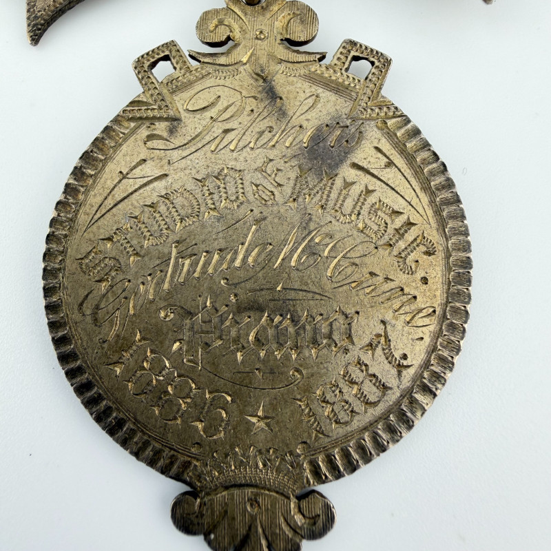 Antique Victorian 1886-1887 Pilcher's Studio of Music Silvered Medal - Named