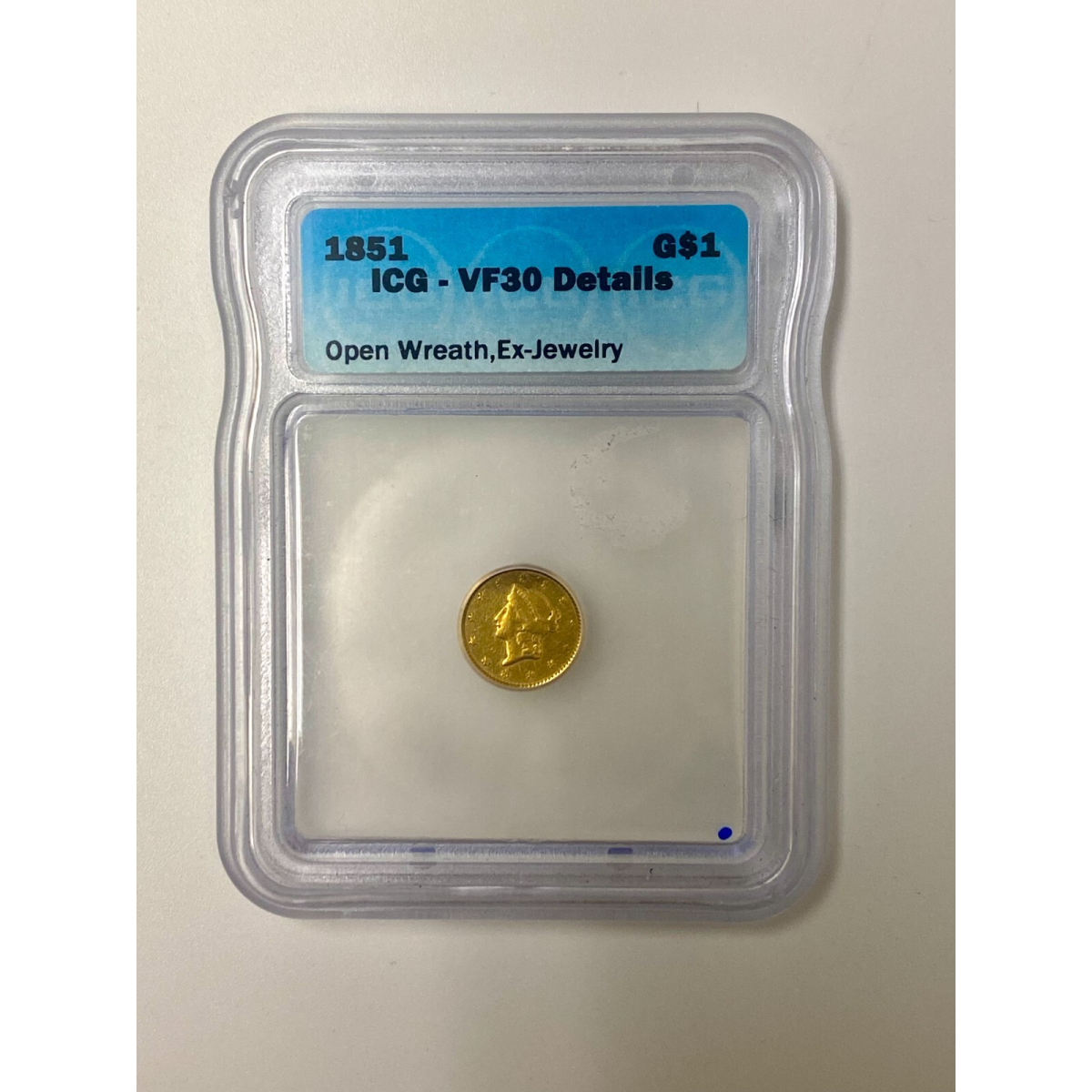 1851  G$1 Gold Liberty Head Dollar Attractive Uncirculated Coin