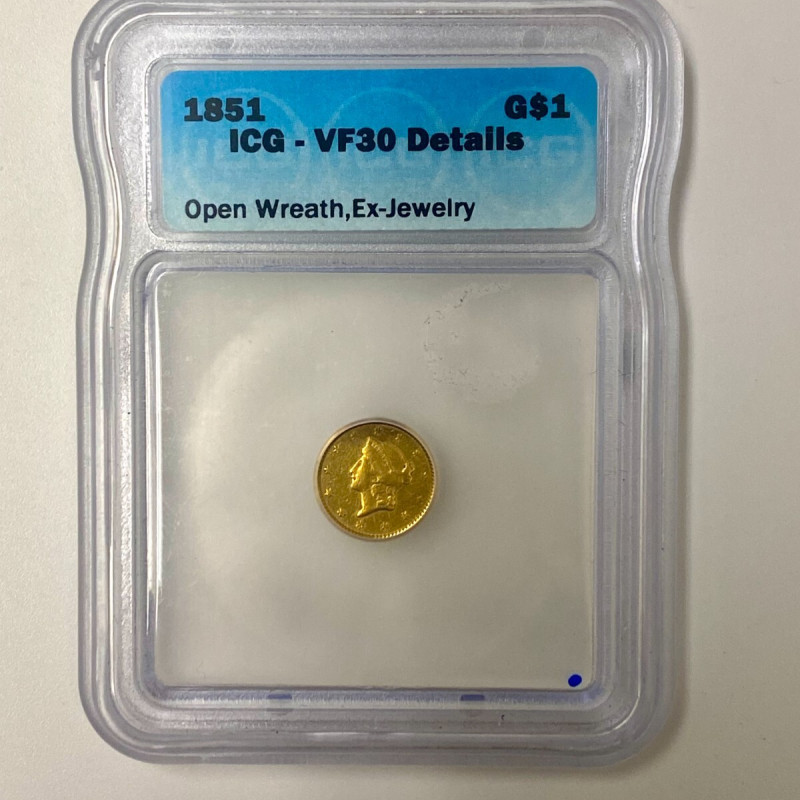 1851 G$1 Gold Liberty Head Dollar Attractive Uncirculated Coin 1851 G$1 Gold Liberty Head Dollar Attractive Uncirculated Coin
