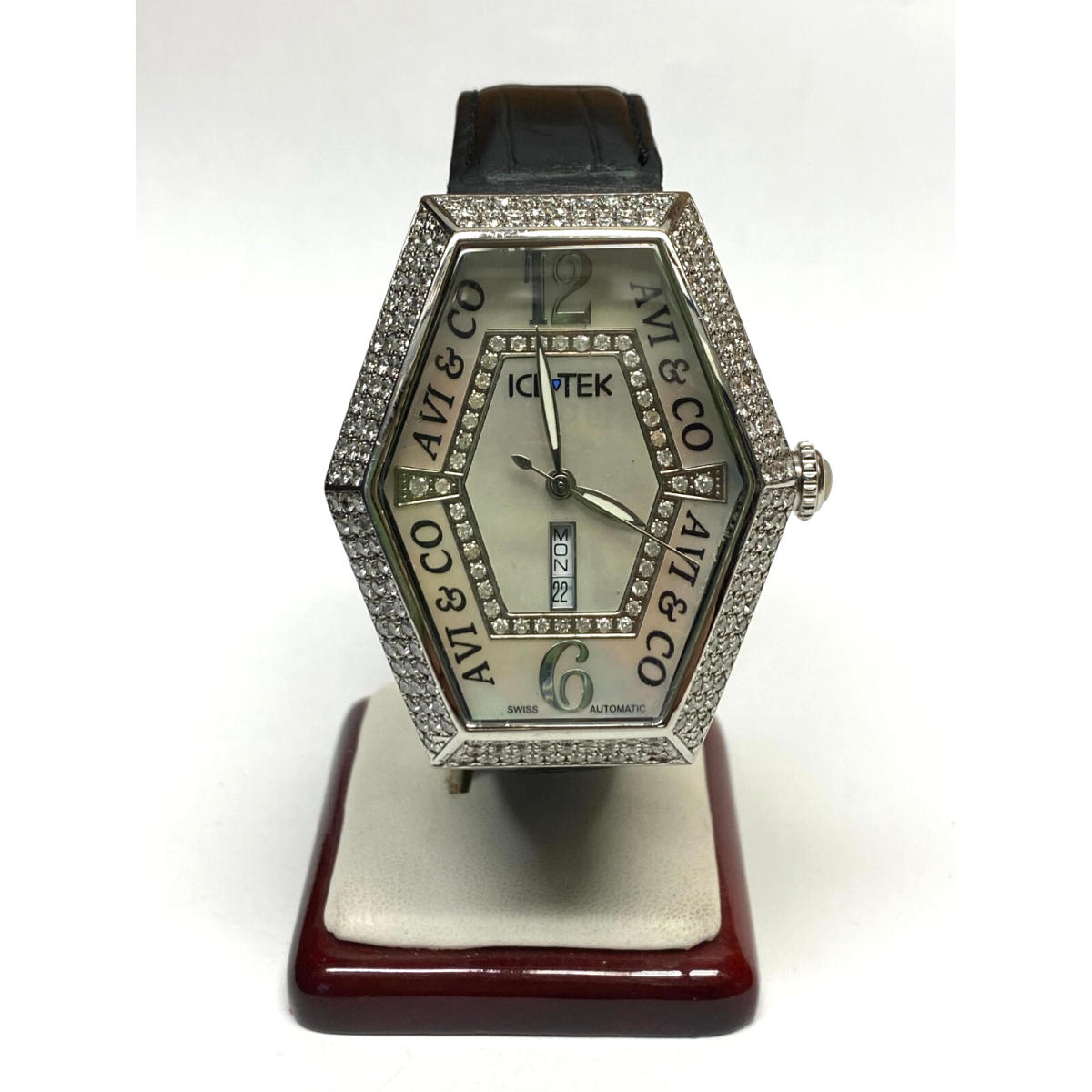 Ice Tek 9.5 ct Diamond AVI & CO Swiss Made Automatic White Face Watch - Ice Tek